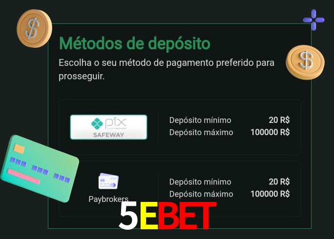 O cassino 5Ebet oferece uma grande variedade de métodos de pagamento